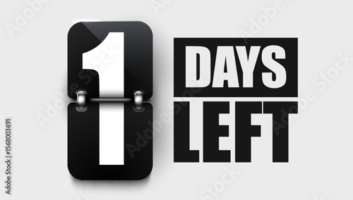 1 Days to go. Countdown discounts and sale time. Days left sign, label. Vector illustration