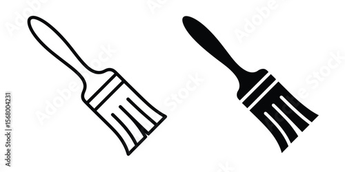 A minimalist icon design showing two identical paintbrush illustrations