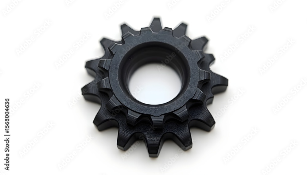 Black Plastic Sprocket Gear, Close-up Studio Shot Black Plastic Sprocket Gear, Close-up Studio Shot