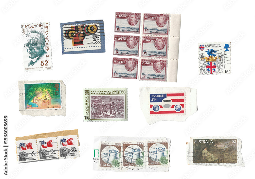 Fototapeta premium old stamps on transparent background