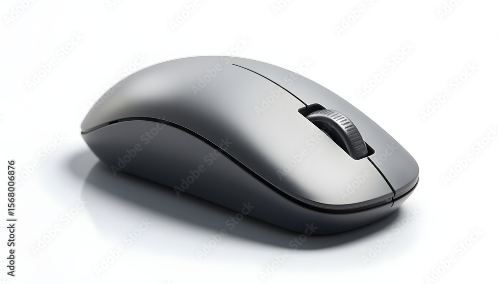 Sleek Grey Wireless Computer Mouse on White Background Sleek Grey Wireless Computer Mouse on White Background