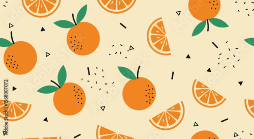 Vibrant Orange Fruit Pattern Seamless Design