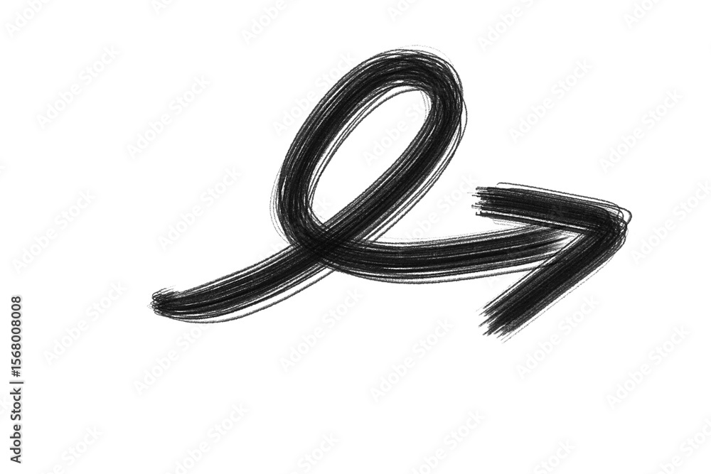 Naklejka premium sketched ink directional arrow on transparent background