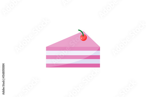 cake with cherry icon flat design