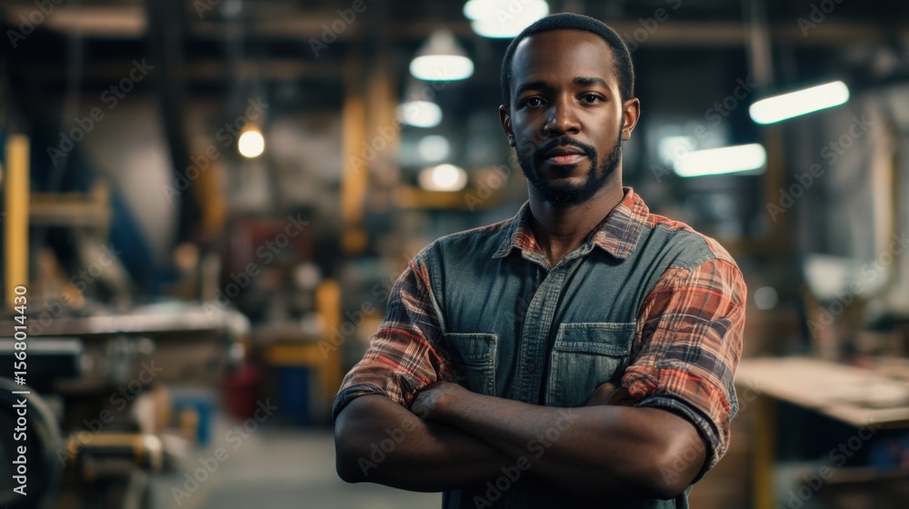 Confident Black Male Factory Worker Confident Black Male Factory Worker