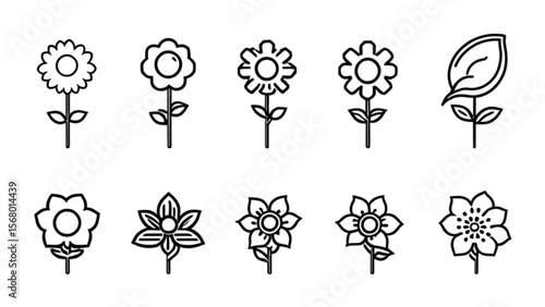 シンプルライン花アイコン集｜Simple Line Flower Icons