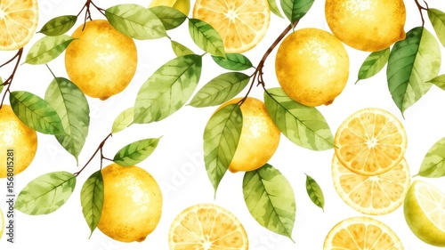 Hand Drawn Lemon Fruit Border Pattern
