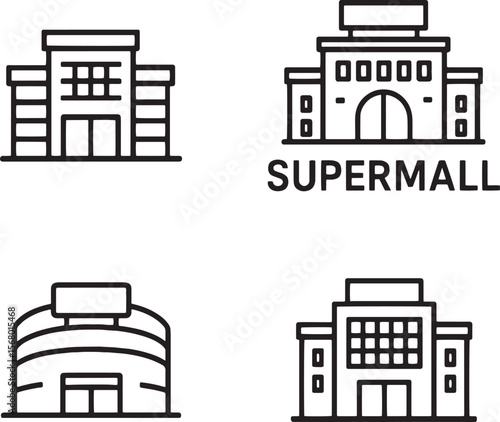 Set of Supermall building icons
