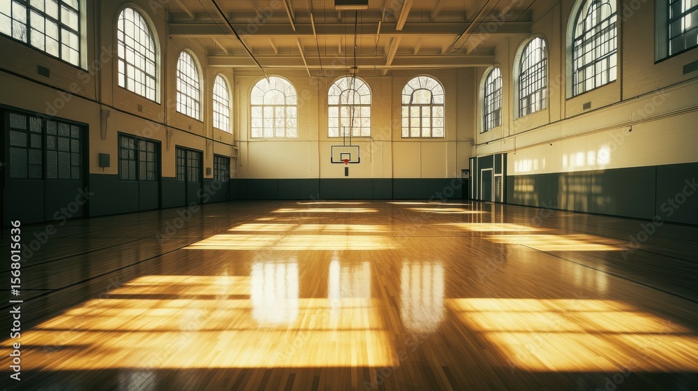 Fototapeta premium Empty Basketball Court Sunlight