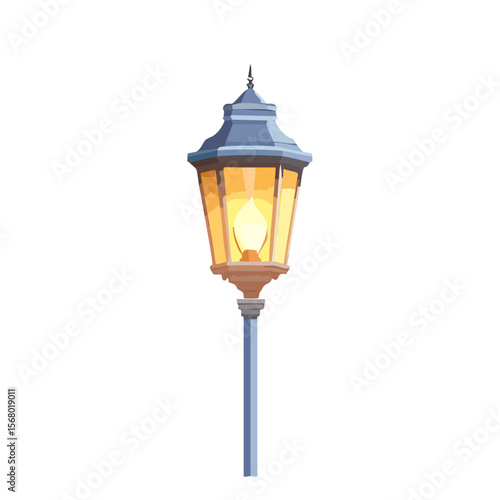 Retro Cartoon Street Lamp Illustration