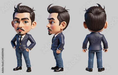 3D Cartoon Businessman Character in Various Poses