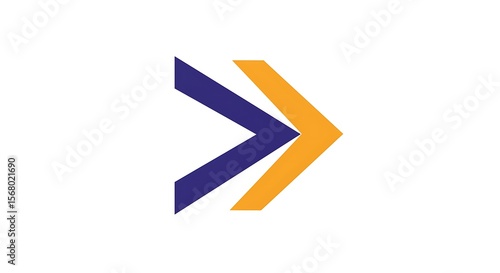 Free Download Two chevron shapes one in dark blue and one in yellow overlapping on a white background design element - GFXLoad