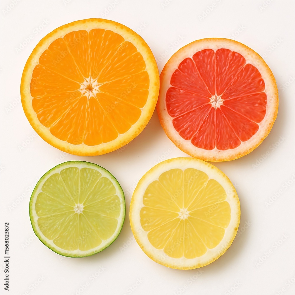 Obraz premium Assorted Citrus Slices Isolated on White Background