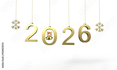2026 time calendar happy new year 2025 2026 golden bell snowflake merry christmas xmas happy new year 2026 business party event holiday present december 2026 winter marketing happy new year christmas