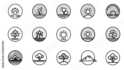 ミニマル花と葉アイコン集｜Minimal Flower and Leaf Icon Collection