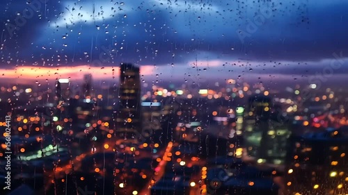 Wallpaper Mural Rainy city lights through window Torontodigital.ca