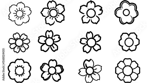 花と葉のシンプルアイコン集｜Simple Flower and Leaf Icon Collection