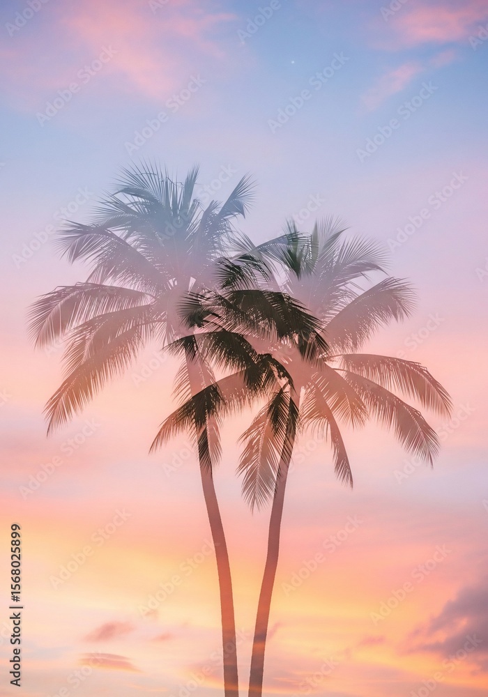 Pastel Palm Trees at Sunset Pastel Palm Trees at Sunset