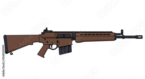 Detailed side view of semi-automatic rifle with brown stock