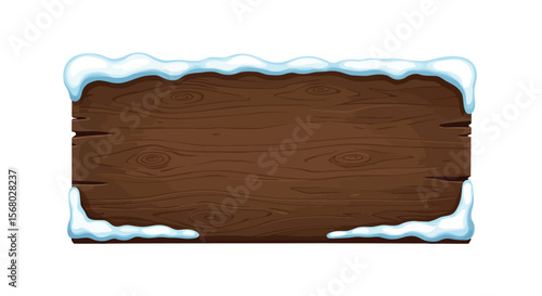 Wooden sign with snow vector illustration for winter decoration and christmas design