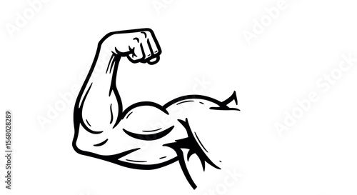 Muscular arm flexing vector illustration for fitness and gym design