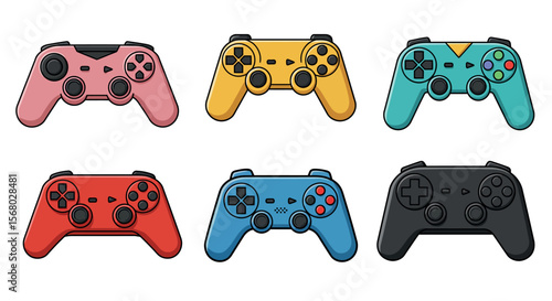 Colorful game controllers vector illustration for digital art and design projects