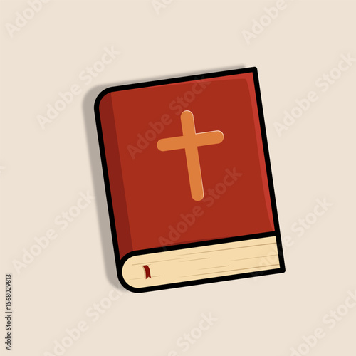 Red Holy Bible with a cross symbol, great for religious content
