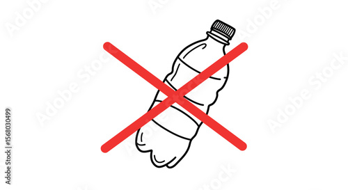Say no to plastic bottles: simple line design for environmental awareness