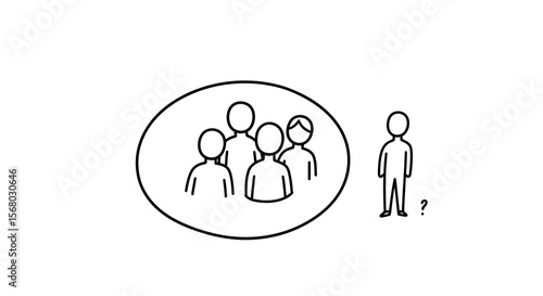 Vector illustration of social exclusivity concept in minimalist hand drawn style for posters and education