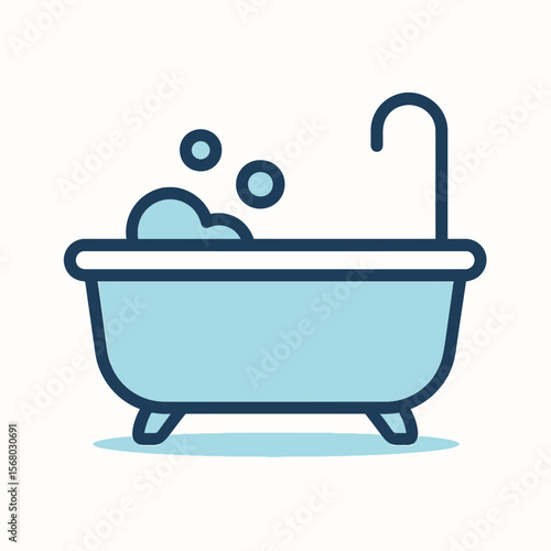 Relaxing Bathtub with Bubbles Icon Design