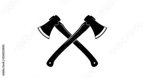 Crossed axes silhouette vector illustration for outdoor adventure and lumberjack themes