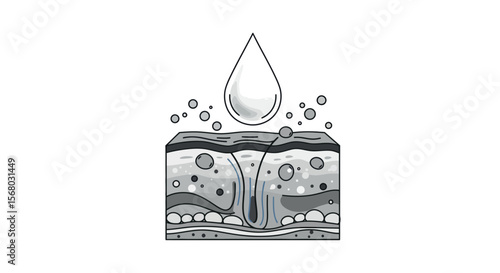 Hydration and skin care concept vector illustration in hand drawn style for health education
