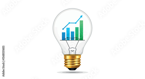Light bulb with growth chart inside: concept of innovation and progress