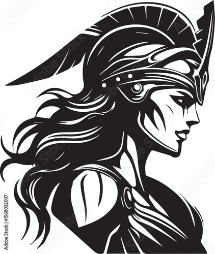 Print Valkyrie Warrior Woman Silhouette