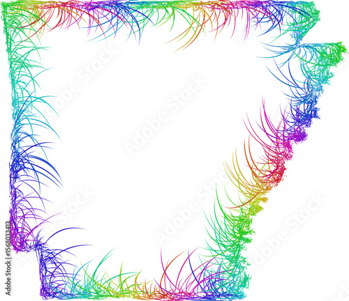 Rainbow sketch outline map of Arkansas 