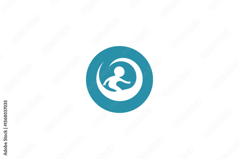 Cute Baby Boy Surfing Logo Icon Cute Baby Boy Surfing Logo Icon