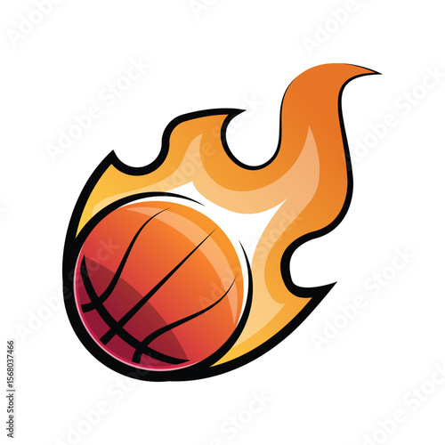 Spirit of Basketball Cartoon Illustration for Logo Template and Sticker