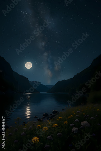 night landscape with moon