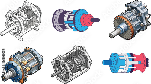 High-Detail Transmission Unit Showing Gears, Shafts, and Clutch. 