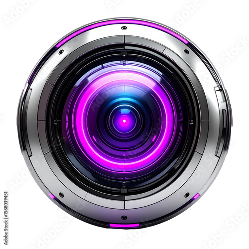 Futuristic lens design with glowing rings
