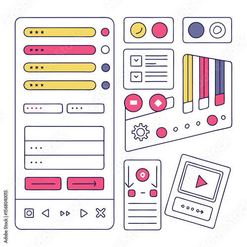 Collection of modern ui elements and interface components for web and app design