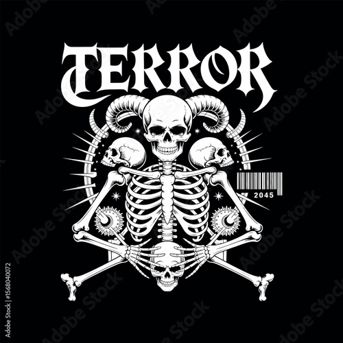 Skulls typography vector t-shirt design print