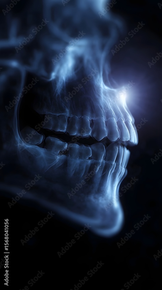 Detailed dental x ray revealing the internal structure of the jawbone Detailed dental x ray revealing the internal structure of the jawbone