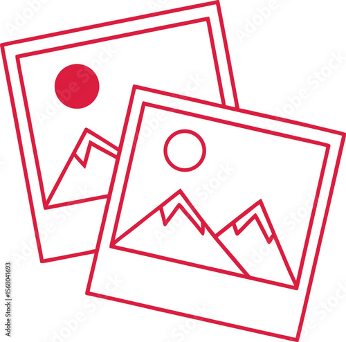 Two overlapping framed images depicting mountain landscapes mountains