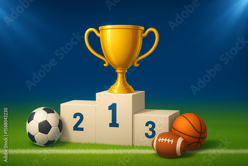 Wallpaper Mural gold trophy cup with football Torontodigital.ca