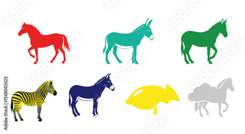 Vector colorful horse donkey zebra illustration vector art design for animal lovers and graphic design projects use, free