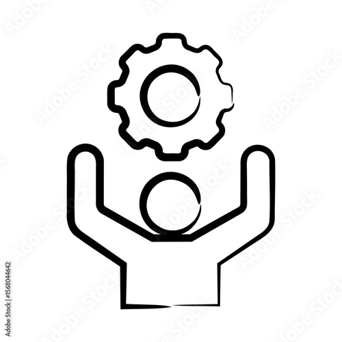 Person with a Gear Overhead