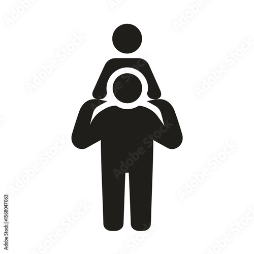 A silhouette illustration shows a person giving another a piggyback ride. It represents family, support, childhood, and joyful connection.