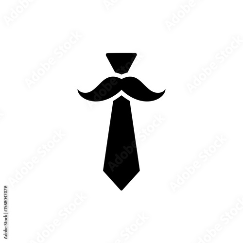 A tie with a mustache graphic in black and white, suggesting formality with a touch of whimsy, perfect for Father's Day. 