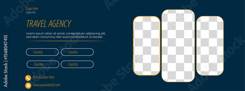 Cover page design for travel agency. Modern design sample for Facebook banner with travel. Vector & clean cover page design. Banner design sample travel agency. Facebook cover page multiple design